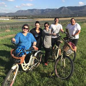 a group of people riding on the back of a bicycle